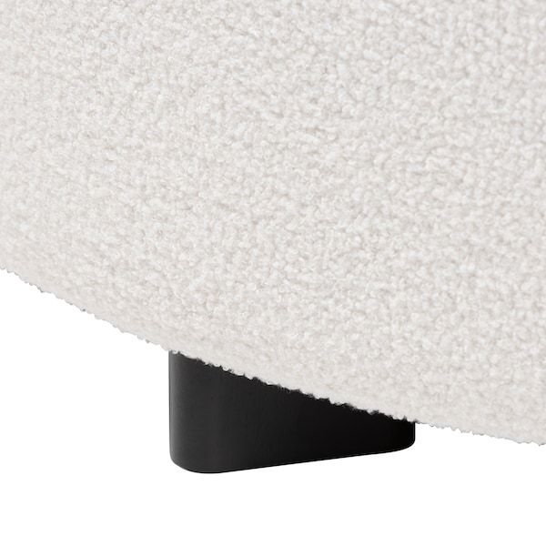 Baxton Studio Athena Modern and Contemporary Ivory Boucle Upholstered and Black Finished Wood Round Ottoman - 220-12868-ZORO