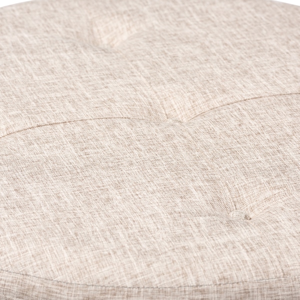 Baxton Studio Vinet Beige Upholstered Natural Wood Cocktail Ottoman - 153-9199