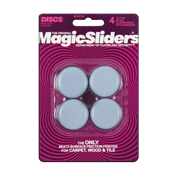 Magic Sliders Magic Sliders Gray 1-1/2 in. Adhesive Plastic Sliding Discs 4 pk - 4038