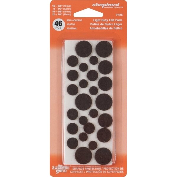 Shepherd Hardware Furniture Pad, Felt Cloth, Brown, Round - 9425