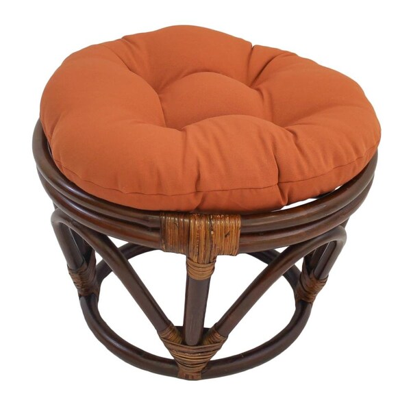 International Caravan Rattan Footstool with Twill Cushion, Spice - 3301-TW-SP