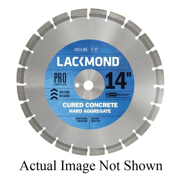 Lackmond Diamond Saw Blade, Laser Weld Segmented, Series PRO, 16 Blade Dia, 1 in, Wet, 12 mm Segment Heig - CWH161551PRO