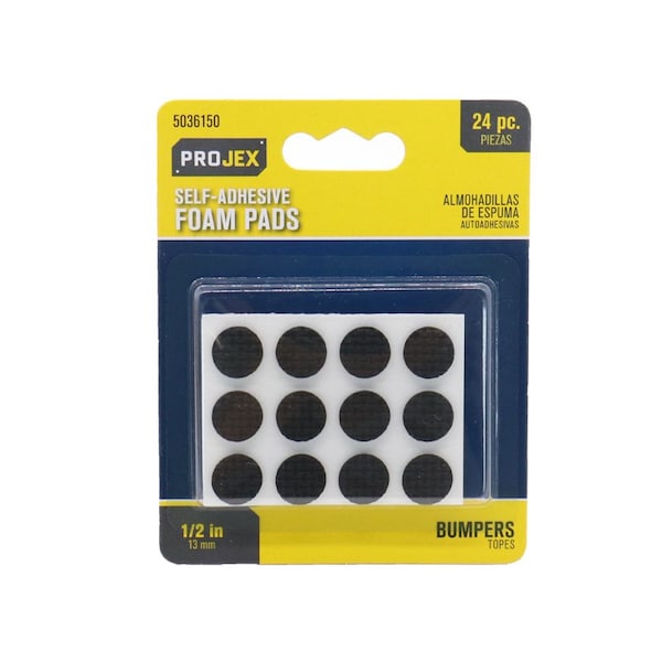Projex Projex Foam Self Adhesive Non-Skid Pad Black Round 1/2 in. W 24 pk - P0126