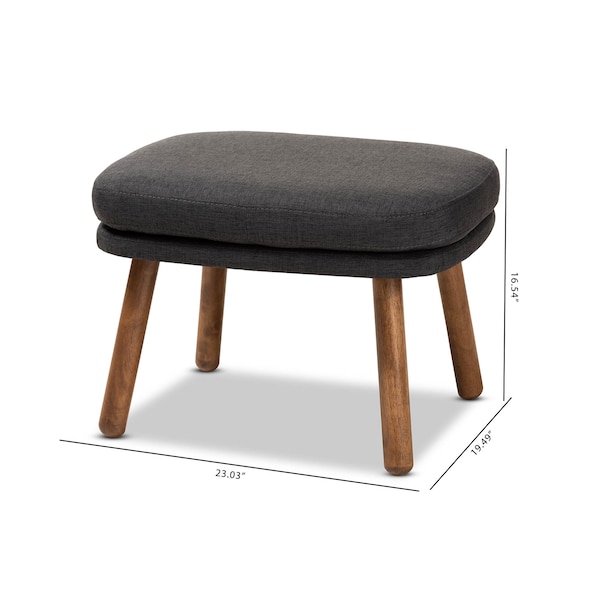 Baxton Studio Lovise Dark Grey Upholstered Walnut Brown Finished Wood Ottoman - 148-8229