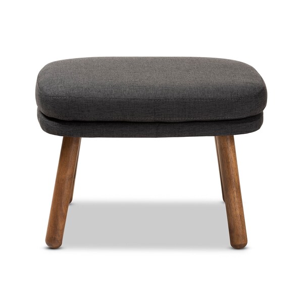 Baxton Studio Lovise Dark Grey Upholstered Walnut Brown Finished Wood Ottoman - 148-8229