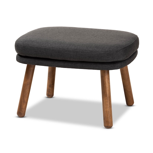 Baxton Studio Lovise Dark Grey Upholstered Walnut Brown Finished Wood Ottoman - 148-8229