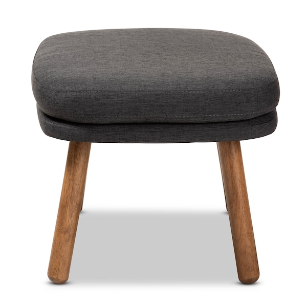 Baxton Studio Lovise Dark Grey Upholstered Walnut Brown Finished Wood Ottoman - 148-8229