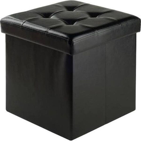 Doba-Bnt 15 x 15 x 15.75 in. Ashford Ottoman with Storage Faux Leather; Black - SA143831
