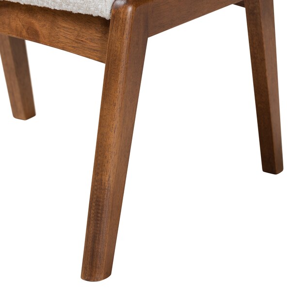 Baxton Studio Roxy MidCentury OffWhite Boucle Upholstered and Walnut Brown Finished Wood Ottoman Footstool - 225-12924-ZORO