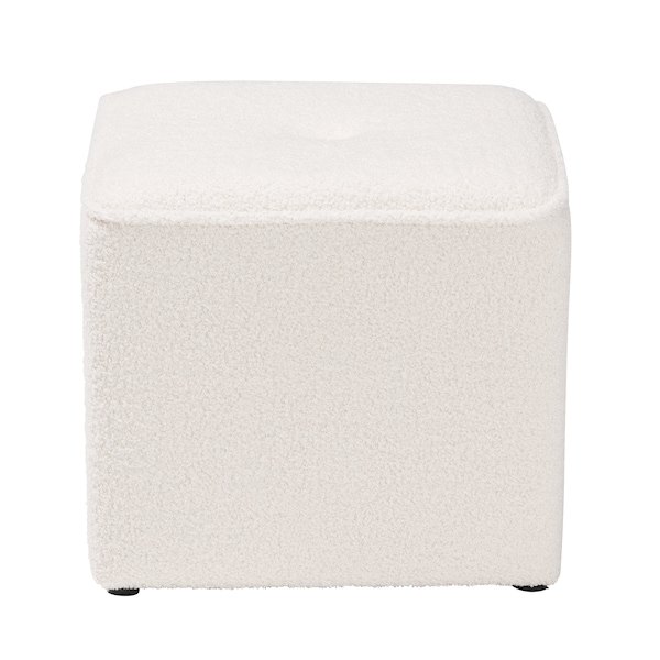 Baxton Studio Isaiah Modern and Contemporary Ivory Boucle Upholstered Ottoman - 220-12871-ZORO