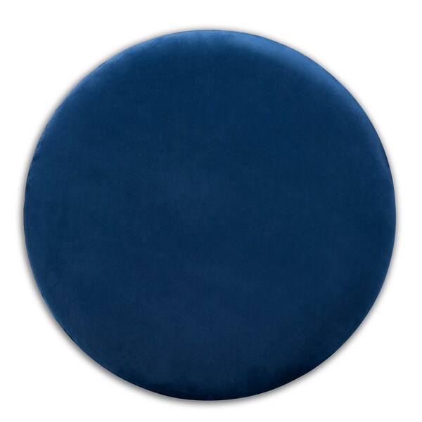Baxton Studio Marisa Navy Blue Velvet Upholstered Gold Finished Storage Ottoman - 161-10279