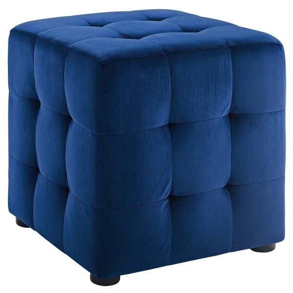 Modway Furniture Contour Tufted Cube Performance Velvet Ottoman, Navy - EEI-3577-NAV