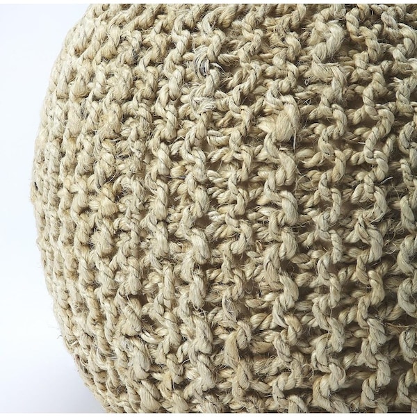 Homeroots 16 x 19 x 19 in. Cool Natural Woven Jute Pouf Ottoman - 388957