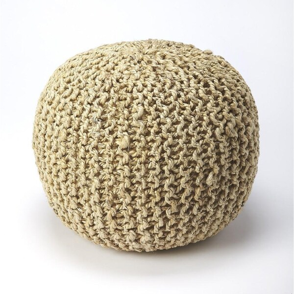 Homeroots 16 x 19 x 19 in. Cool Natural Woven Jute Pouf Ottoman - 388957