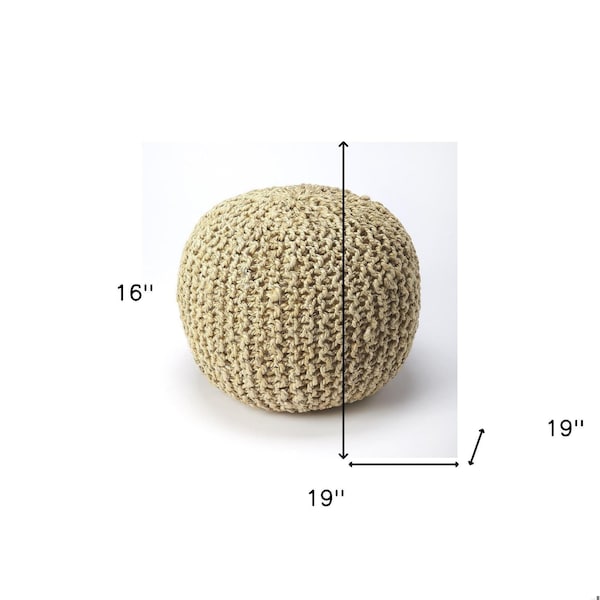 Homeroots 16 x 19 x 19 in. Cool Natural Woven Jute Pouf Ottoman - 388957