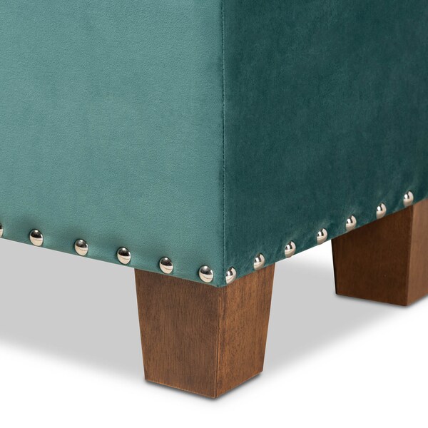 Baxton Studio Hannah Teal Blue Velvet Upholstered Tufted Storage Ottoman Bench - 160-9933