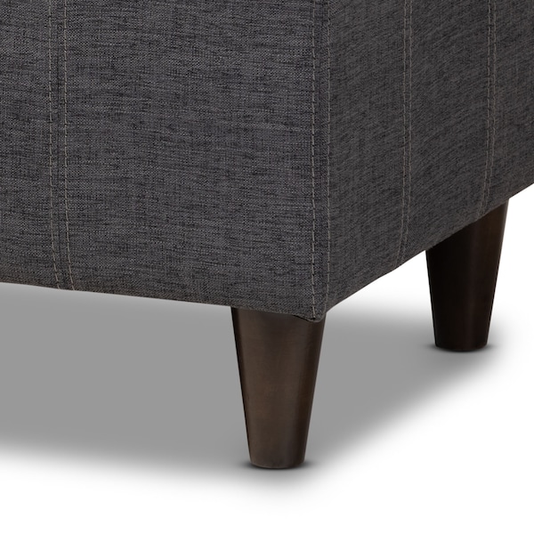 Baxton Studio Brette Charcoal Upholstered Brown Wood Storage Bench Ottoman - 155-9107
