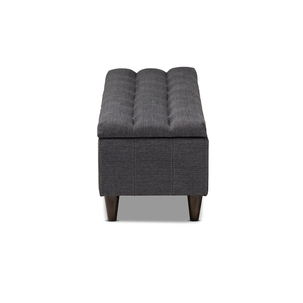 Baxton Studio Brette Charcoal Upholstered Brown Wood Storage Bench Ottoman - 155-9107