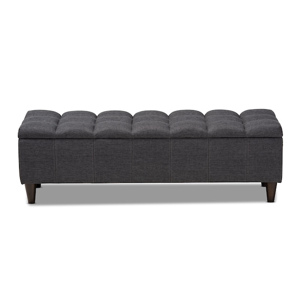 Baxton Studio Brette Charcoal Upholstered Brown Wood Storage Bench Ottoman - 155-9107