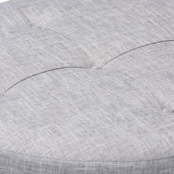 Baxton Studio Vinet Light Gray Upholstered Natural Wood Cocktail Ottoman - 153-9200