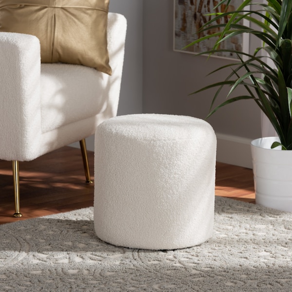 Baxton Studio Tori Modern and Contemporary Ivory Boucle Upholstered Ottoman - 220-12870-ZORO