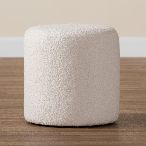 Baxton Studio Tori Modern and Contemporary Ivory Boucle Upholstered Ottoman - 220-12870-ZORO