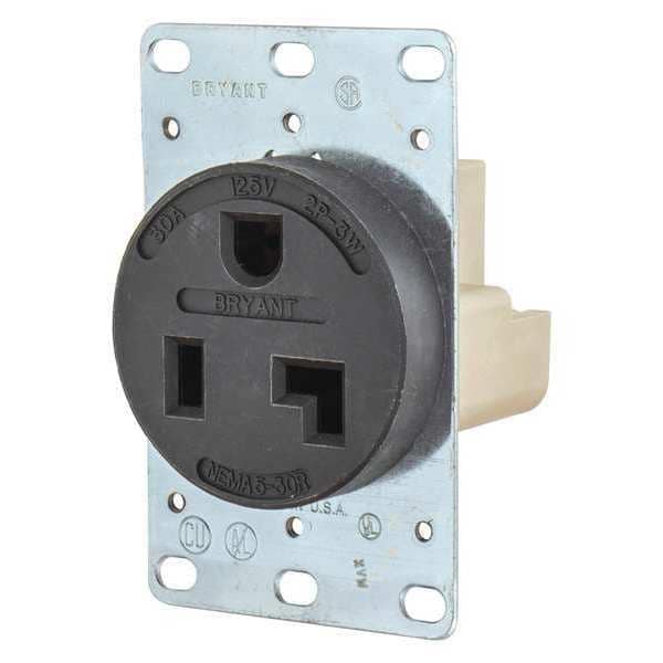 Receptáculo Zoro Select, 30 amperios, 125V AC, montaje empotrado, salida individual, 5-30R, negro - 9530FR