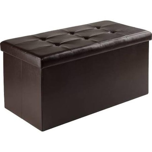 Winsome Trading Winsome Trading 92627 15 x 29.9 x 32.1 in. Ashford Ottoman with Storage Faux Leather; Espresso - 92627