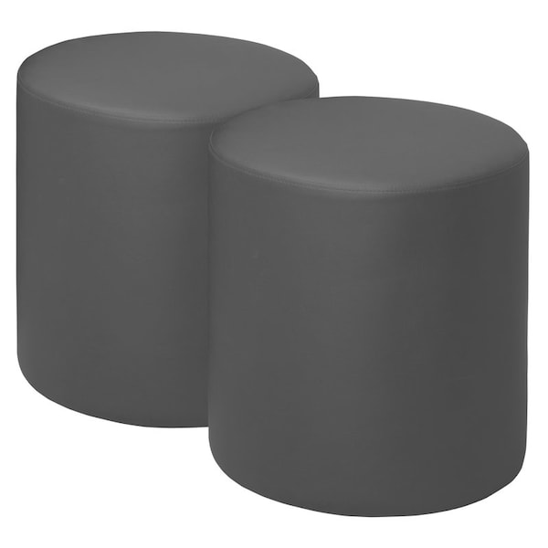 Regency Logan Round Vinyl Ottoman (Set of 2)- Grey - N6262GY2PK