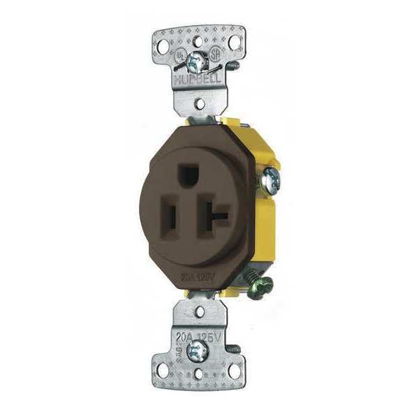 Receptáculo Zoro Select, 20 amperios, 125V CA, montaje empotrado, salida única, 5-20R, color café - BRYRR201