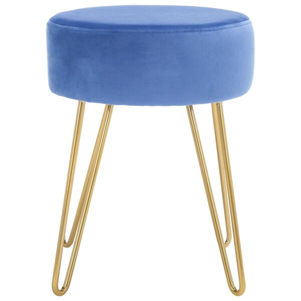 Safavieh Abrea Round Ottomans, Steel Blue & Gold - OTT7500B