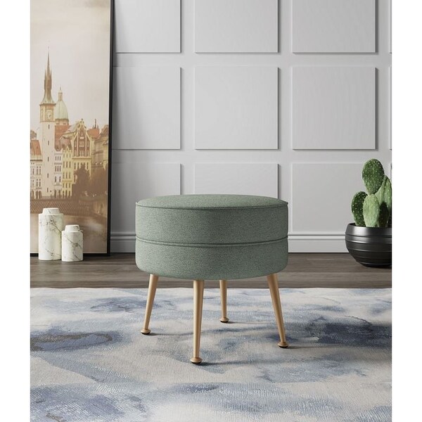 Manhattan Comfort Bailey Ottoman in Sage Green with Gold Feet - OT003-SG