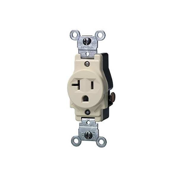 Receptáculo Leviton, 20 A Amperios, 125VCA, Salida Individual, 5-20R, Marfil - 5801-I