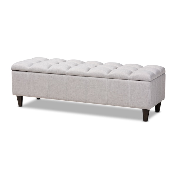 Baxton Studio Brette Beige Upholstered Brown Wood Storage Bench Ottoman - 155-9106