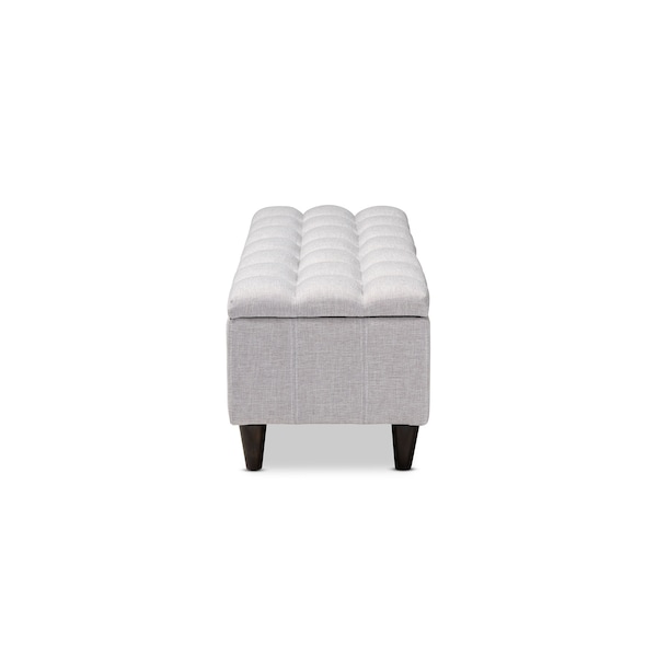 Baxton Studio Brette Beige Upholstered Brown Wood Storage Bench Ottoman - 155-9106