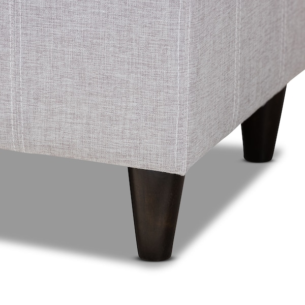 Baxton Studio Brette Beige Upholstered Brown Wood Storage Bench Ottoman - 155-9106