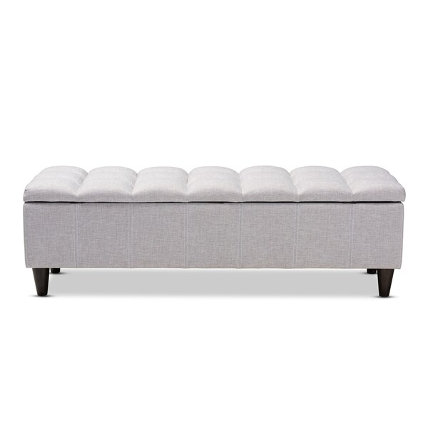 Baxton Studio Brette Beige Upholstered Brown Wood Storage Bench Ottoman - 155-9106