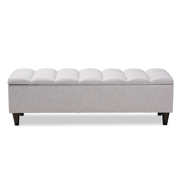 Baxton Studio Brette Beige Upholstered Brown Wood Storage Bench Ottoman - 155-9106