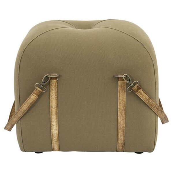 Yosemite 19.7 x 15.8 x 17.7 in. Avaya Ottoman Pouf, Olive & Natural Leather - 250036