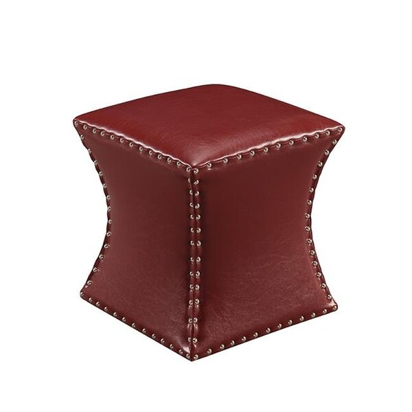 Kb KB 3216-R 17 x 15 x 15 in. Faux Leather Square Ottoman - Red - 3216-R