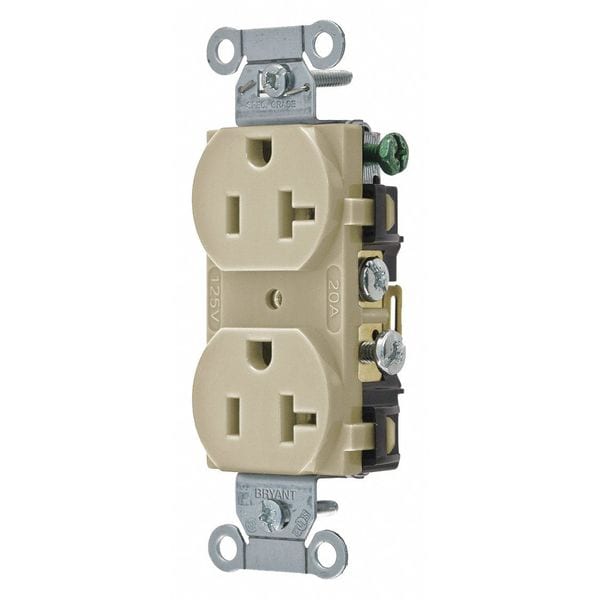 Receptáculo Zoro Select, 20 amperios, 125V AC, montaje a ras de pared, toma dúplex estándar, 5-20R, Marfil - CRS20I