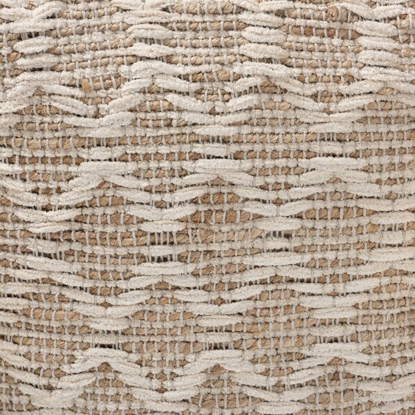 Baxton Studio Noland Natural and Ivory Handwoven Cotton and Hemp Pouf Ottoman - 158-9717