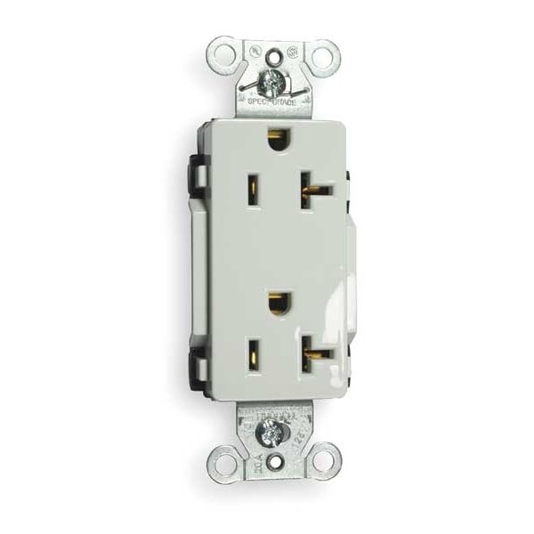 Receptáculo Hubbell, 20 A, 125V AC, Montaje al ras, Salida dúplex decorativa, 5-20R, Blanco - DR20WHI