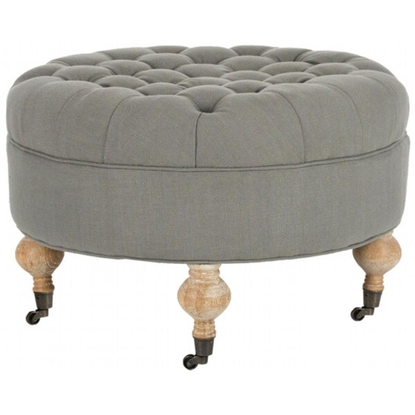 Safavieh Clara Round Ottoman- Granite - 18.3 x 27.2 x 27.2 in. - MCR4601D