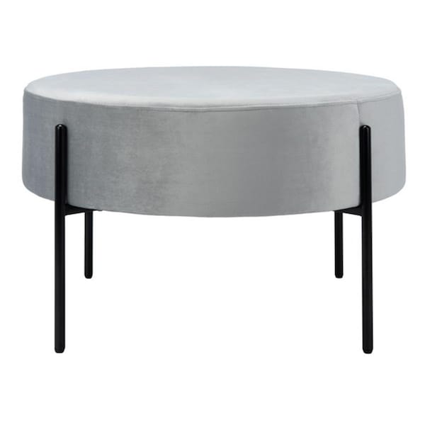 Safavieh 31.5 x 31.5 x 18 in. Lisbon Round Cocktail OttomanGrey & Black - OTT6203C
