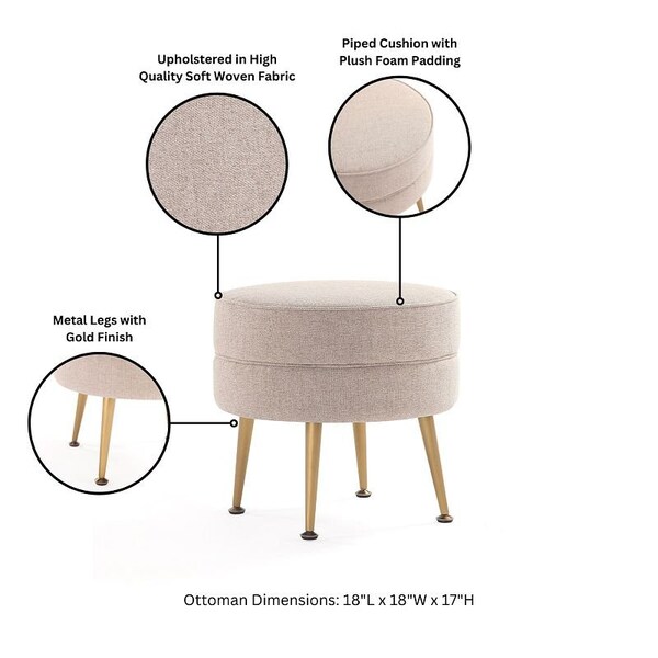 Manhattan Comfort Bailey Ottoman in Oatmeal with Gold Feet, 2PK - 2-OT003-OT