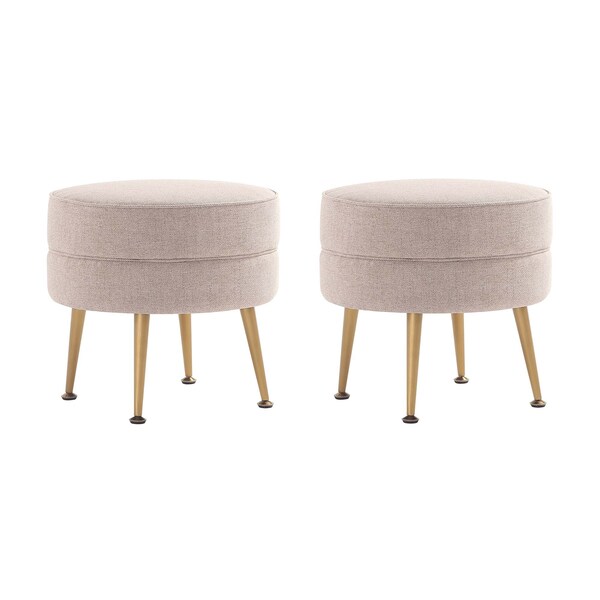 Manhattan Comfort Bailey Ottoman in Oatmeal with Gold Feet, 2PK - 2-OT003-OT