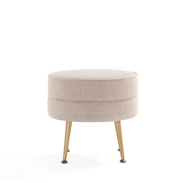 Manhattan Comfort Bailey Ottoman in Oatmeal with Gold Feet, 2PK - 2-OT003-OT