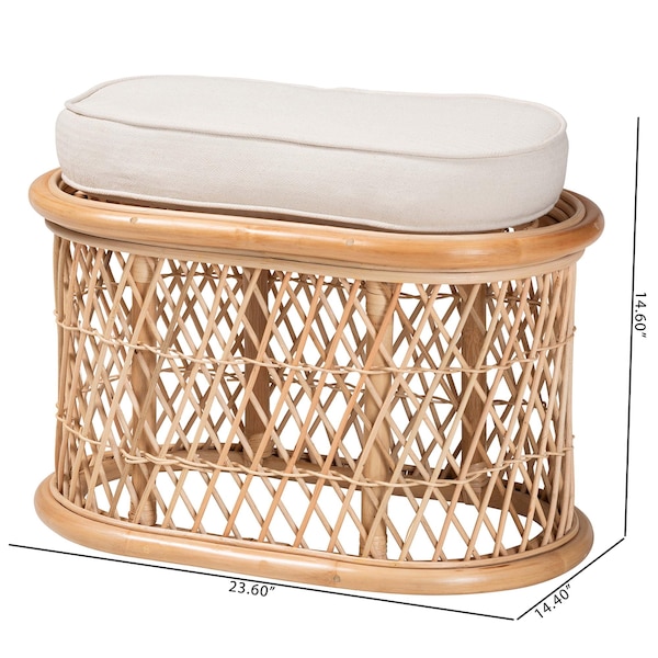Bali & Pari Ladonna Bohemian Natural Rattan Ottoman Footstool - 244-13667-ZORO