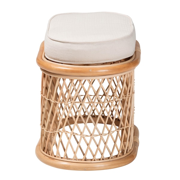 Bali & Pari Ladonna Bohemian Natural Rattan Ottoman Footstool - 244-13667-ZORO